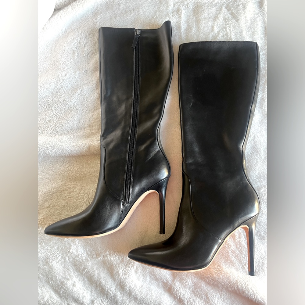 Halston Heritage Amanda Leather Tall Heeled Boots Size 9
